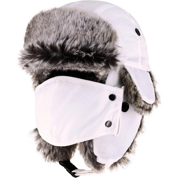 Unisex White Waterproof Winter Warm Premium Strength Ear Flap Chin Strap Hats main image 4